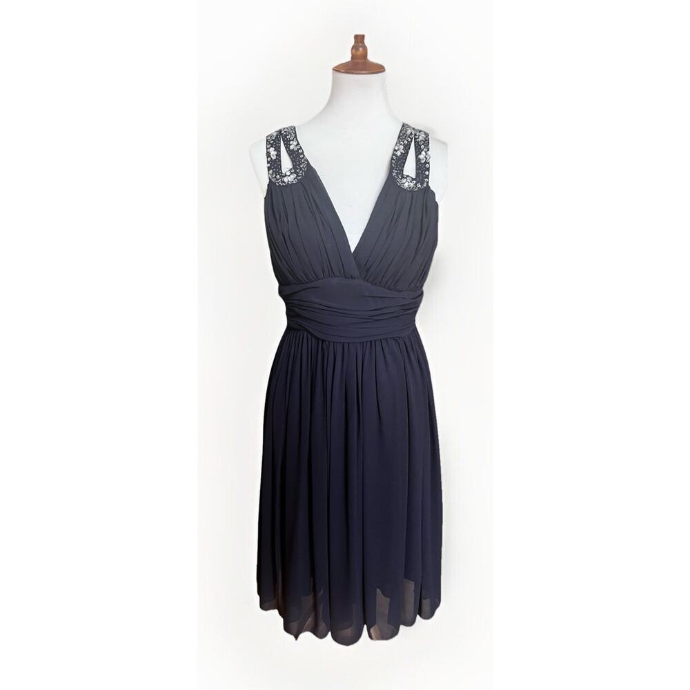 Narianna Beautiful Faux Diamond Sheer Tulle Layered Fit Flare Dress Size Large